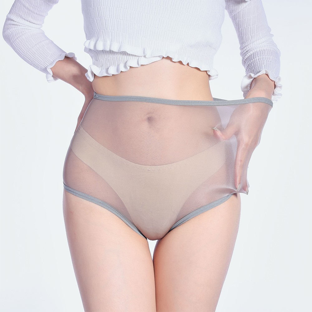 Oil Shiny High Waist Panties Sexy Briefs in Sheer Glossy Finish for Women