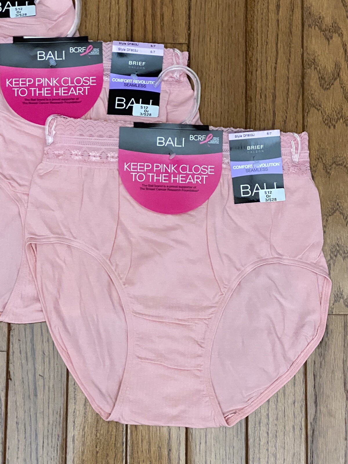 New BALI 3-PACK Women’s Comfort Revolution Lace Waist Brief Panties Sz 6 / 7