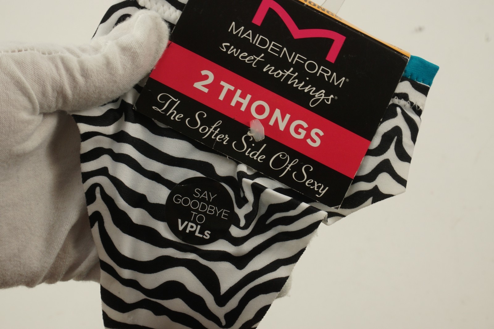New Maidenform 2 Pack Thongs Small Zebra Striped Blue Lineless Nylon Underwear