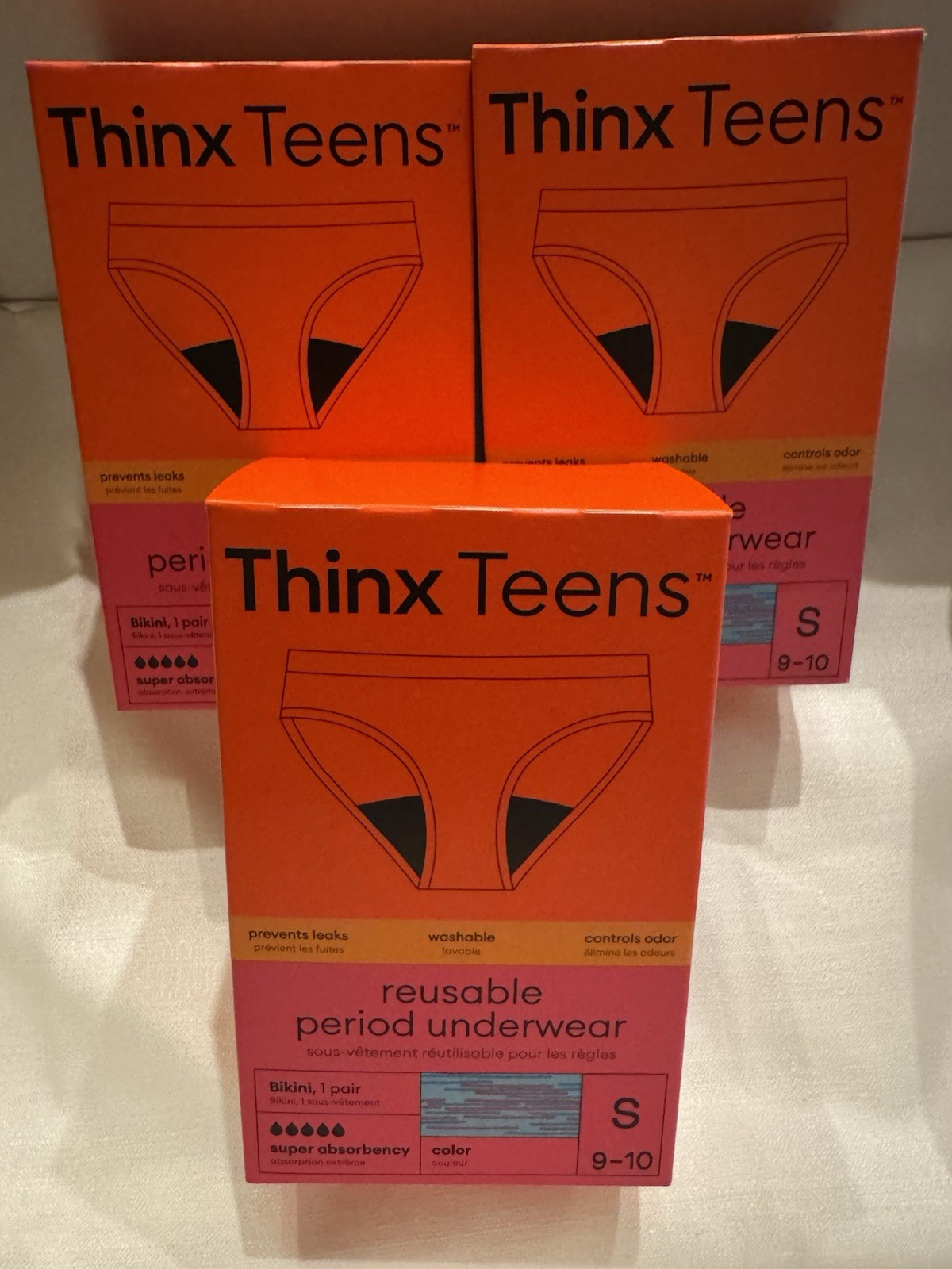 Thinx Teens Reusable Panties – Bikini Size small – Bundle Of 3 – NWB