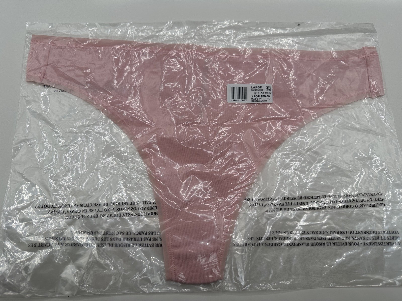 RARE New 5 Pk Jockey Organic Cotton Stretch Thong Pink Underwear Panties Sz 7 L