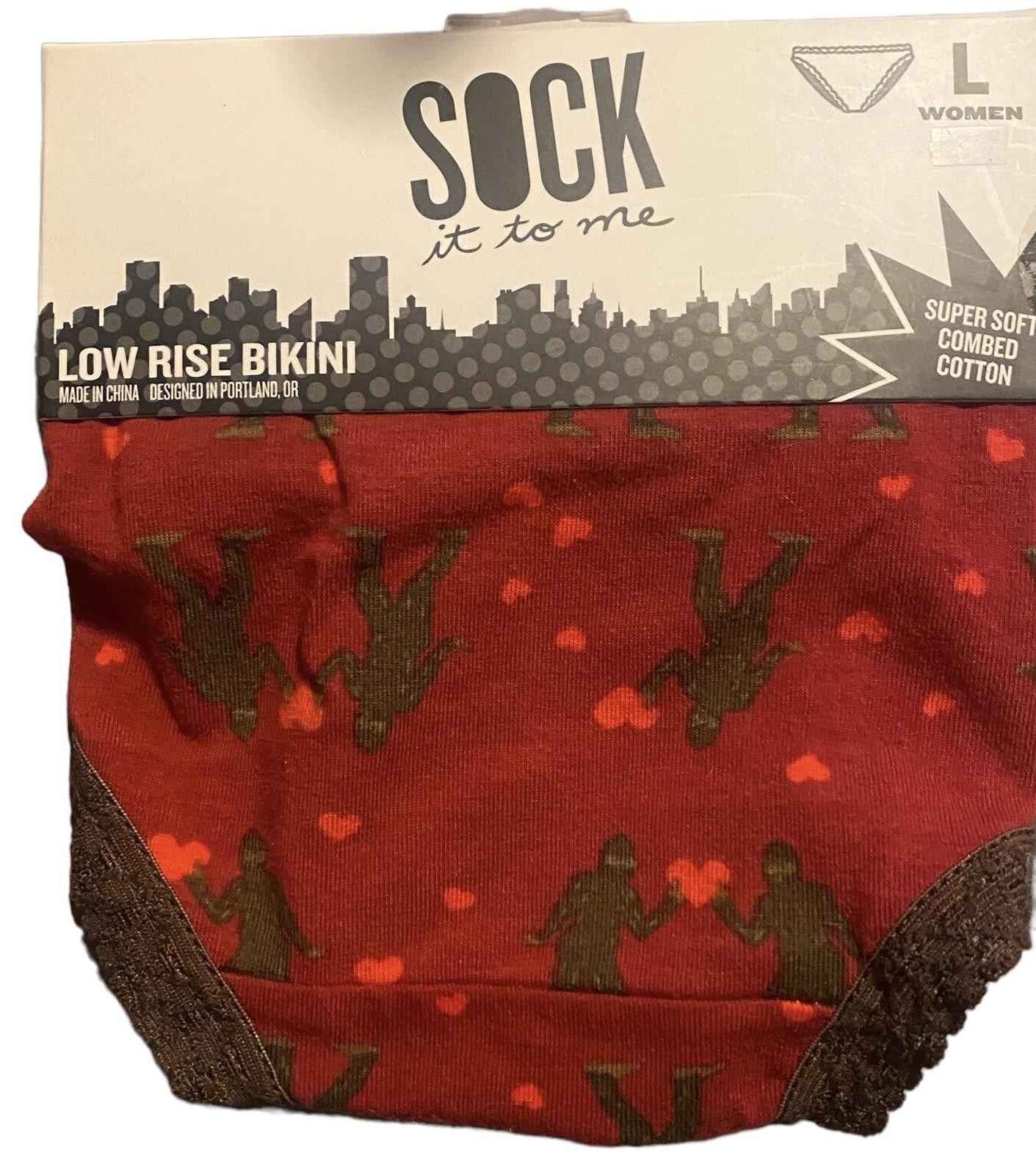 Ninja hearts Sock It To Me Ladies Panty Low Rise Bikini Combed Cotton Lace sz L