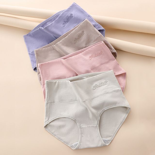 High Waist Cotton Panties M-4XL Body Shaper Panty Briefs Women Underwear 4pcs