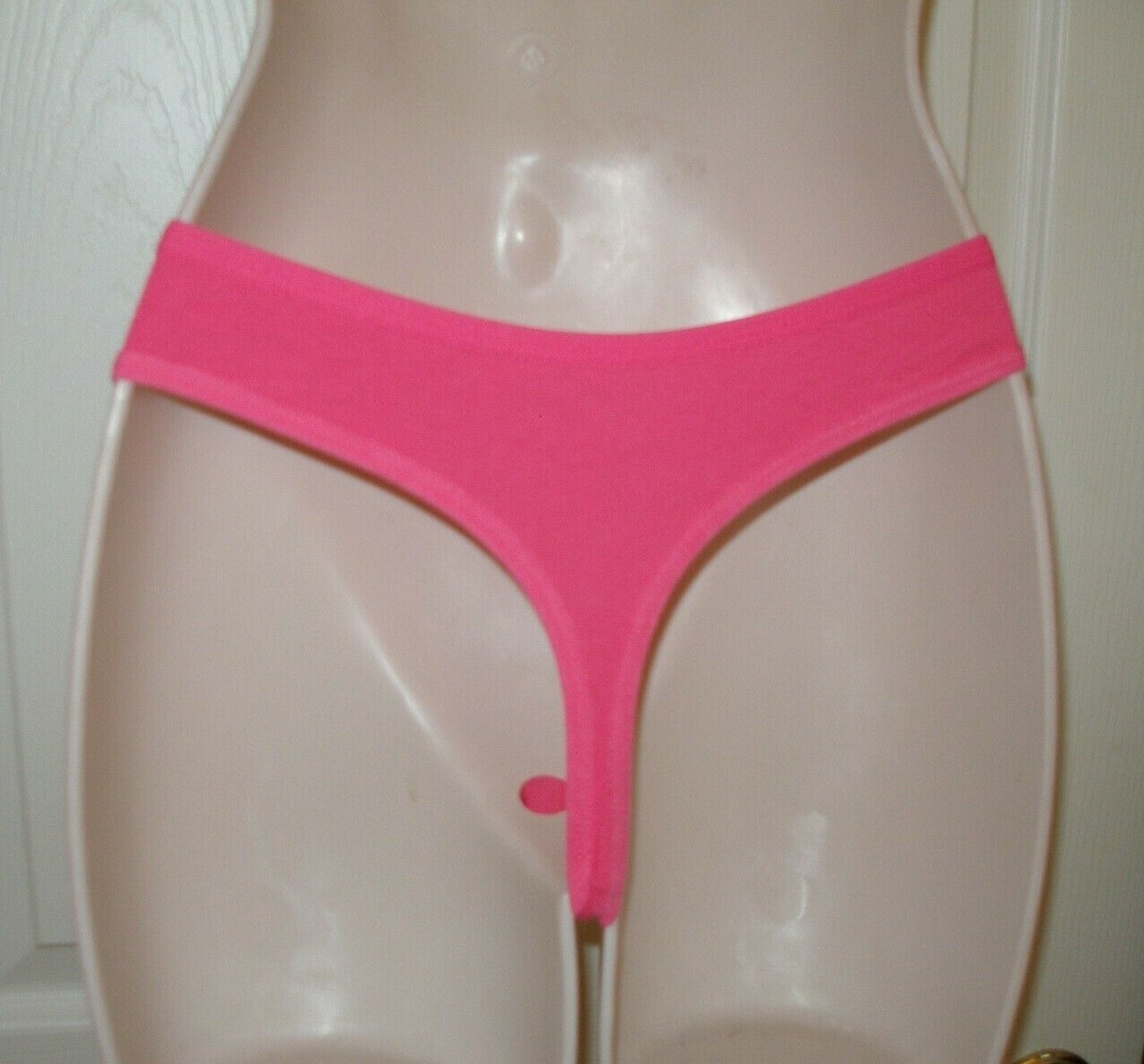 Mamia Women’s Large Pink Thongs Panties Cotton with Lace Front NWT