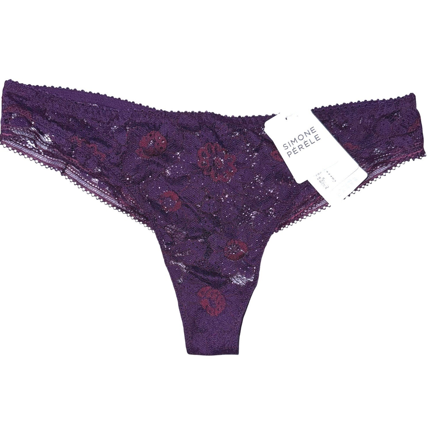 Simone Perele Womens Size 4 Purple Lace Thong NWT