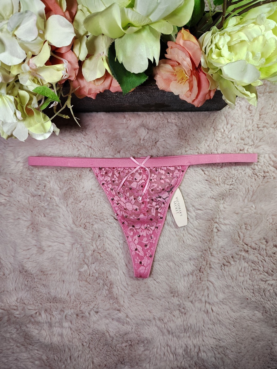 Vintage Victoria’s Secret Sexy Little Things Minimalist Sparkle Lace Thong SML