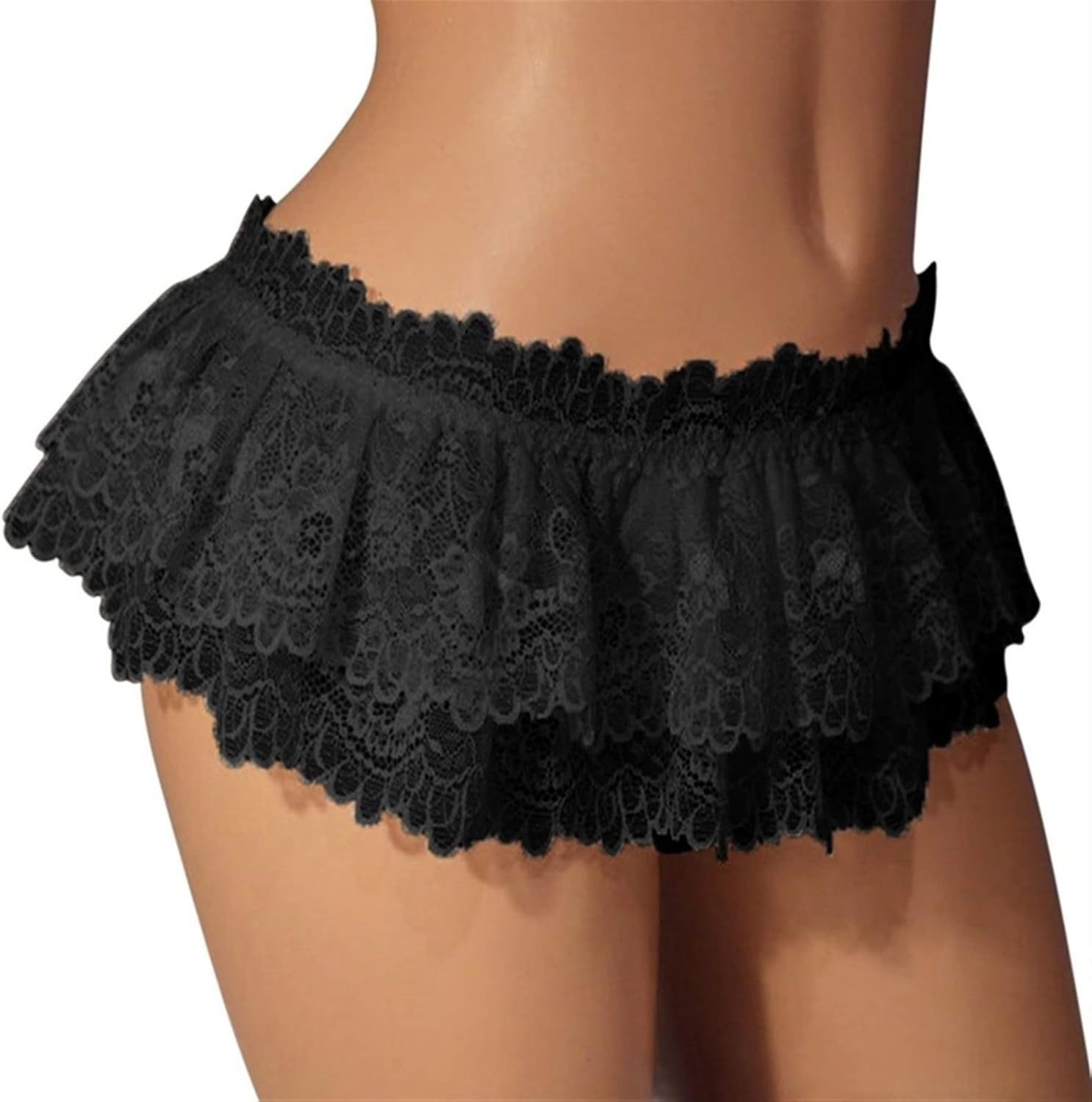 Sissy Lace Panties Men Ruffled Panties Thongs Mini Skirt Thongs Gay Lingerie (Co