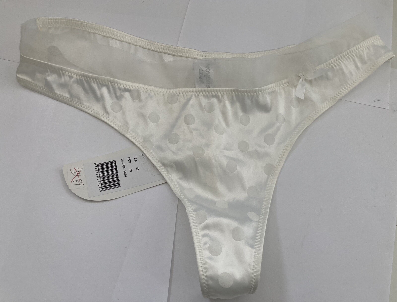 Bridal/Ivory, thong, size L/14,Q: Moments By Lingadore, BNWT