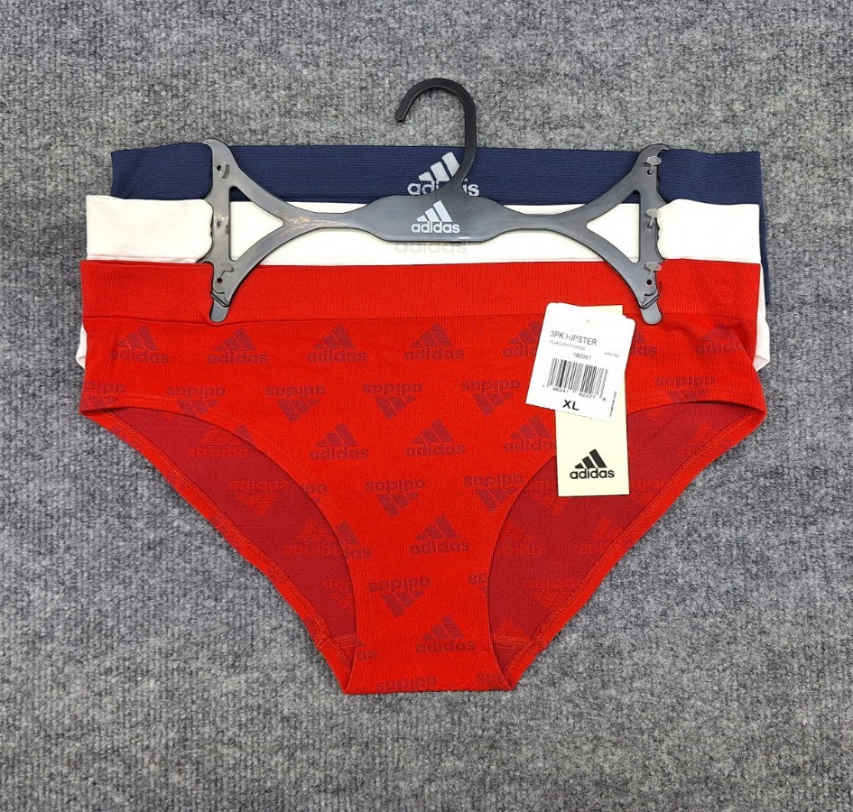 Adidas Women’s 3-PK Cotton Hipster Underwear 4A2H62 Size XL RED/WHITE/BLUE NWT