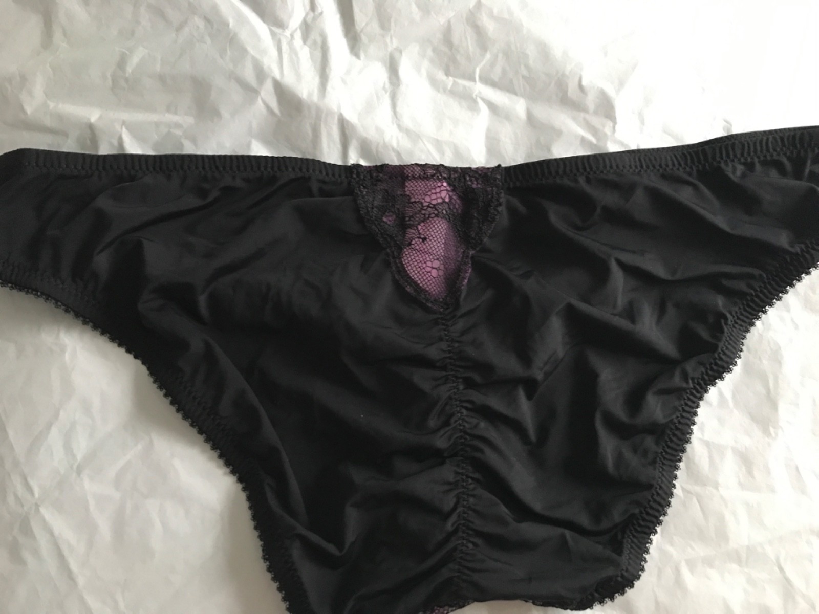 Black wine Linned lace knickers briefs NEW UK 12 X branded brief NEW