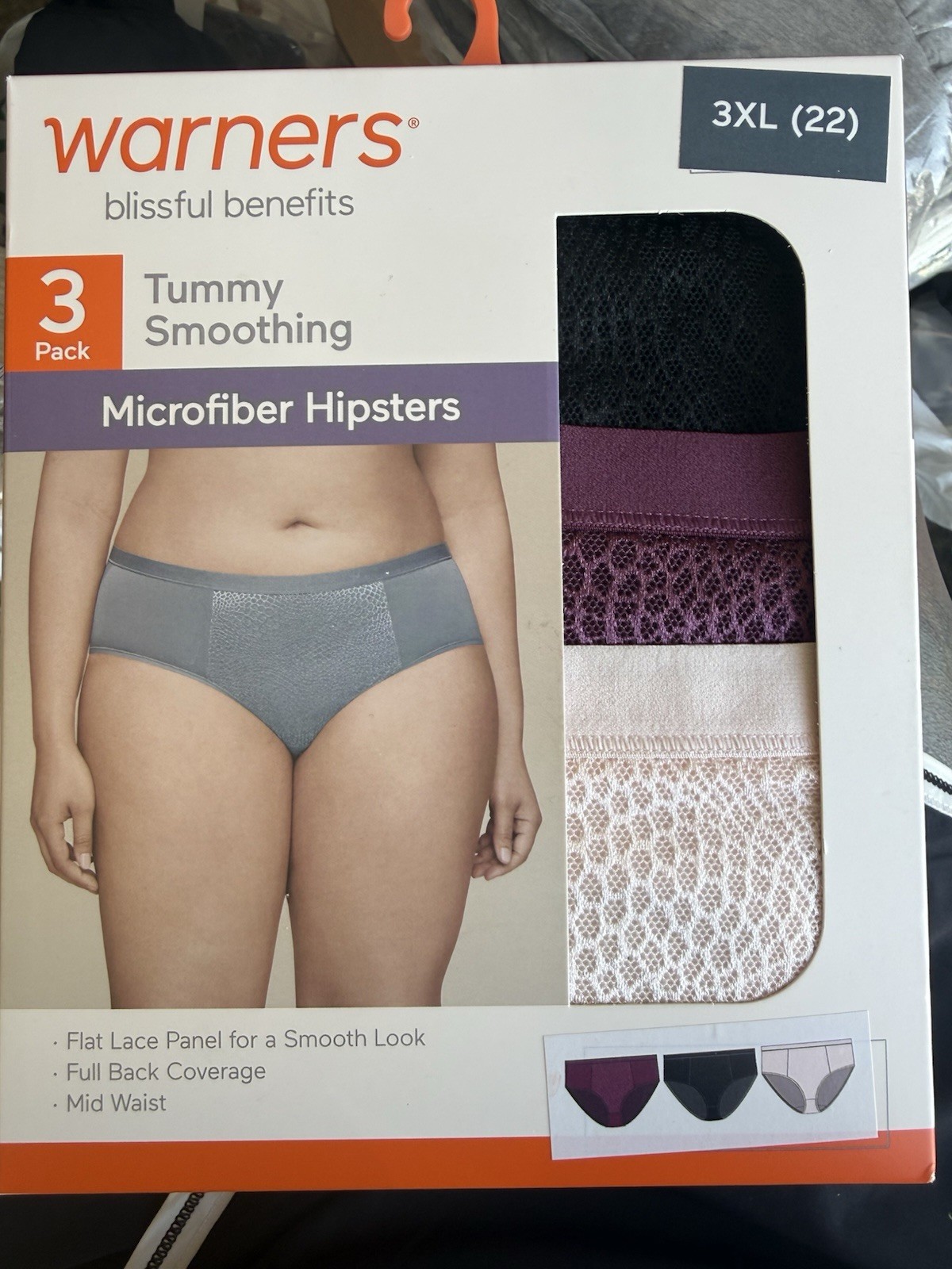 Warner’s Blissful Benefits Microfiber Hipster Panties Tummy Smoothing 3XL 3PK