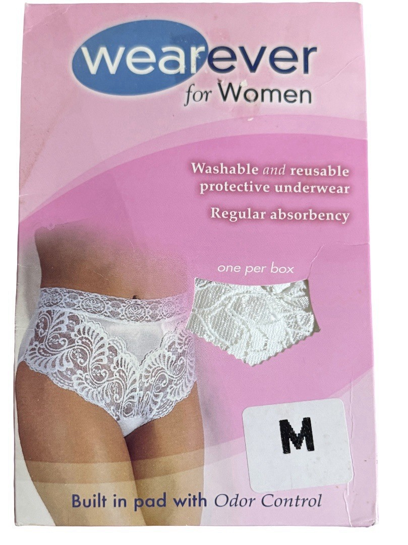 Wearever Lovely Lace Incontinence Padded Panties MEDIUM 7 ODOR BLADDER CONTROL