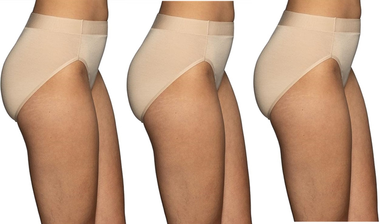 3 Pc Vanity Fair Beyond Comfort Hi-Cut Brief Modal 13250 Wht Blk Neutral 6 7 8 9