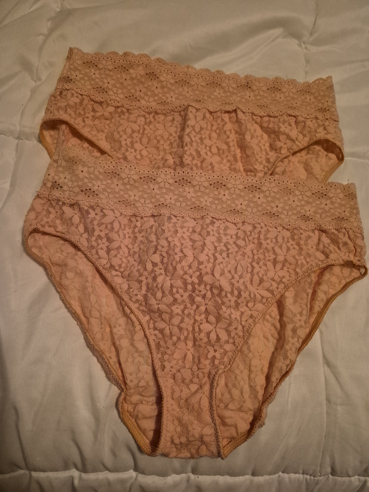 Wacoal Halo Lace Hi Cut Brief Stretch Lace. Sz XL 8 Peach. Nwot