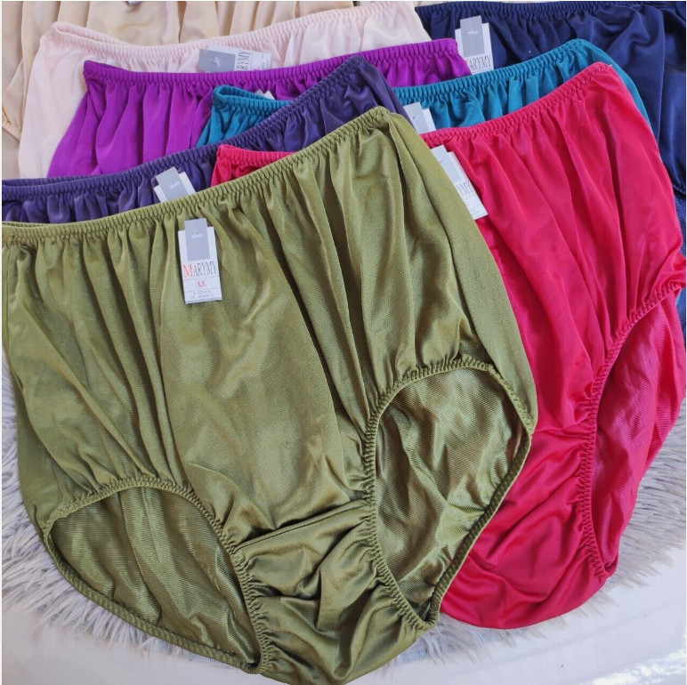 Granny Panties Underwear Nylon Silky Soft Brief Panty Size Plus Waist -48 ” x12