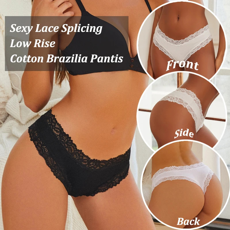 Cotton Lace Panties Women’s Low Waist Brazilian Bikini Briefs Soft 10 Pcs