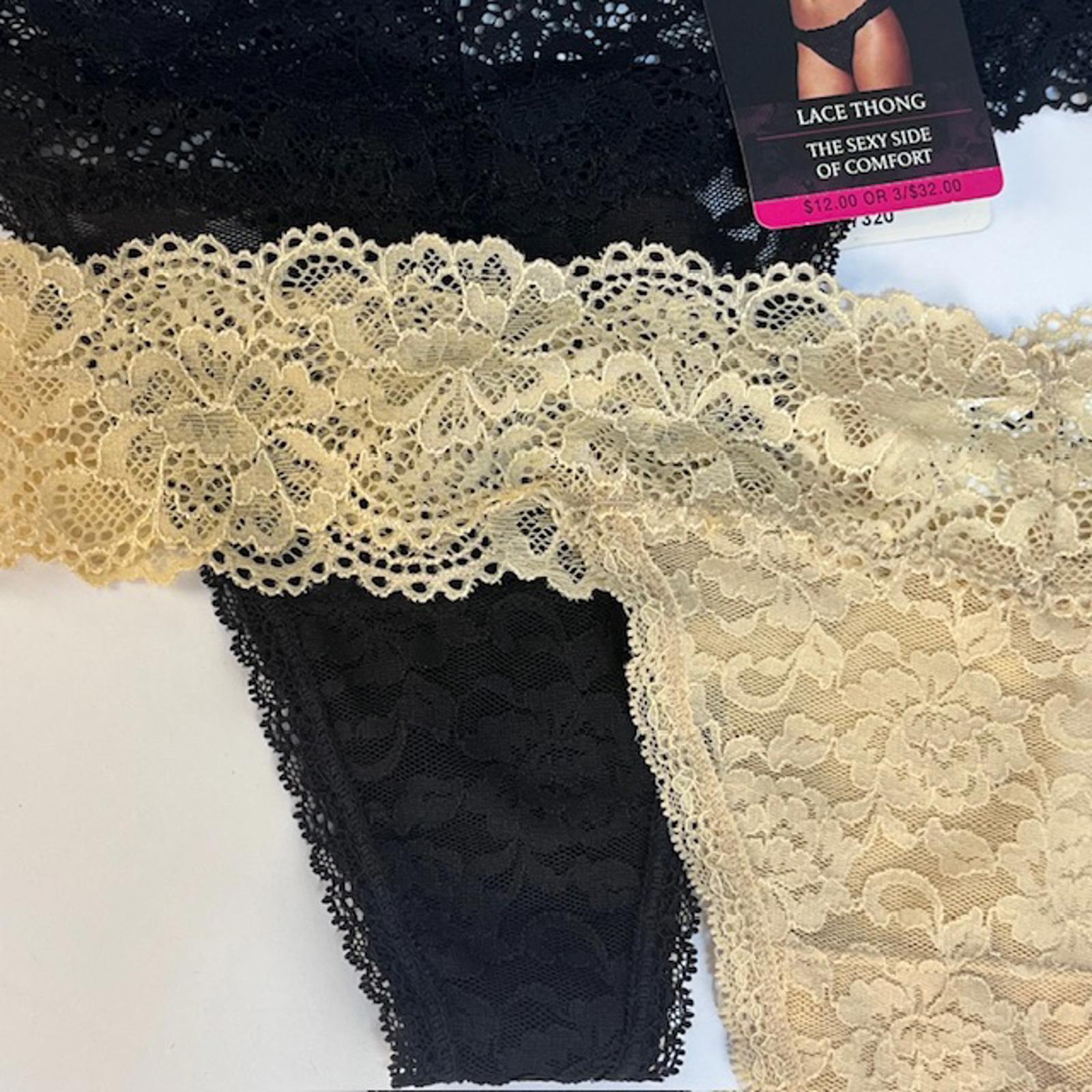 Maidenform Lace Thong Panties Set – Black & Beige L / 7