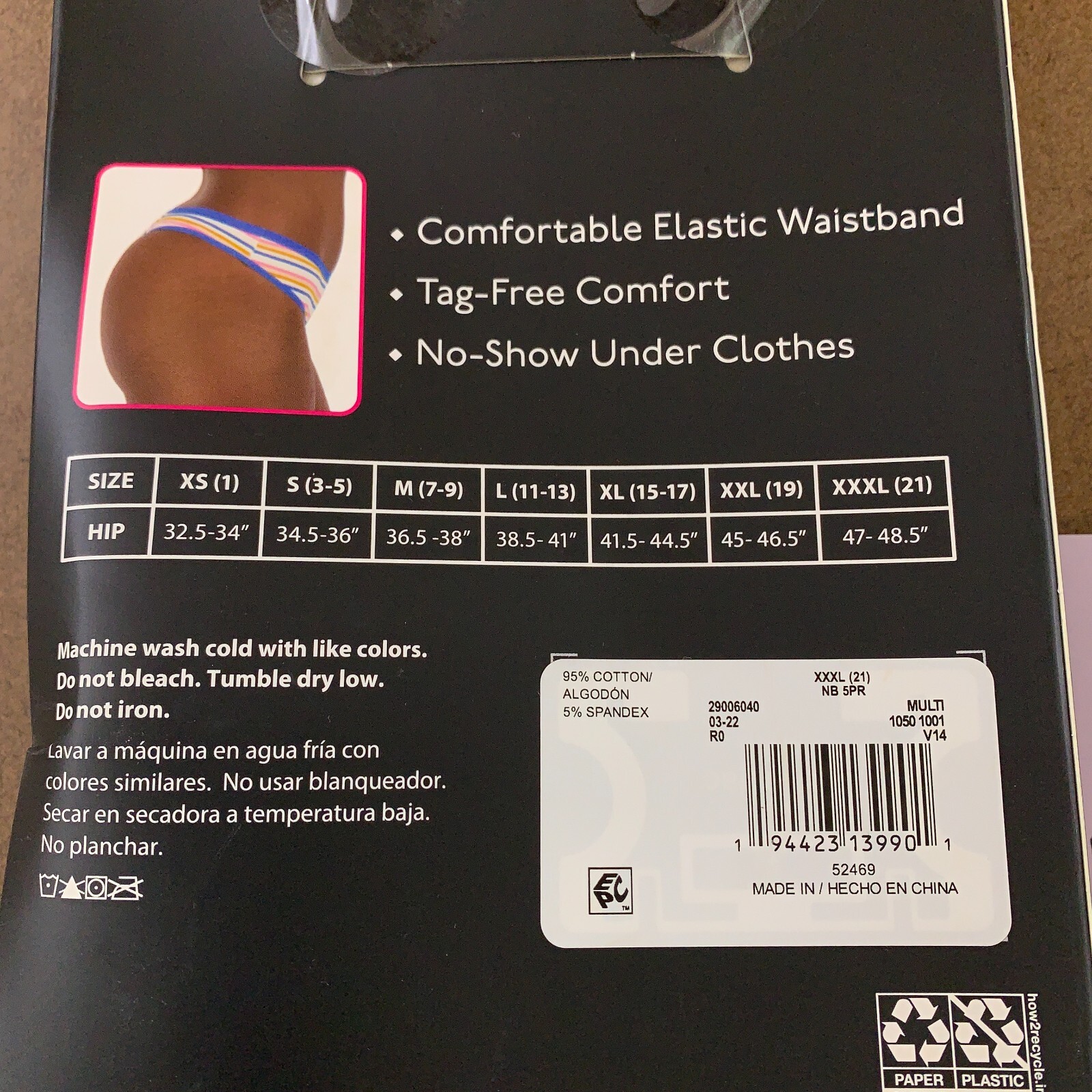 No Boundaries Junior XXXL (21) Multicolor Cotton Rib Knit Thong Panty 3 Pack NWT