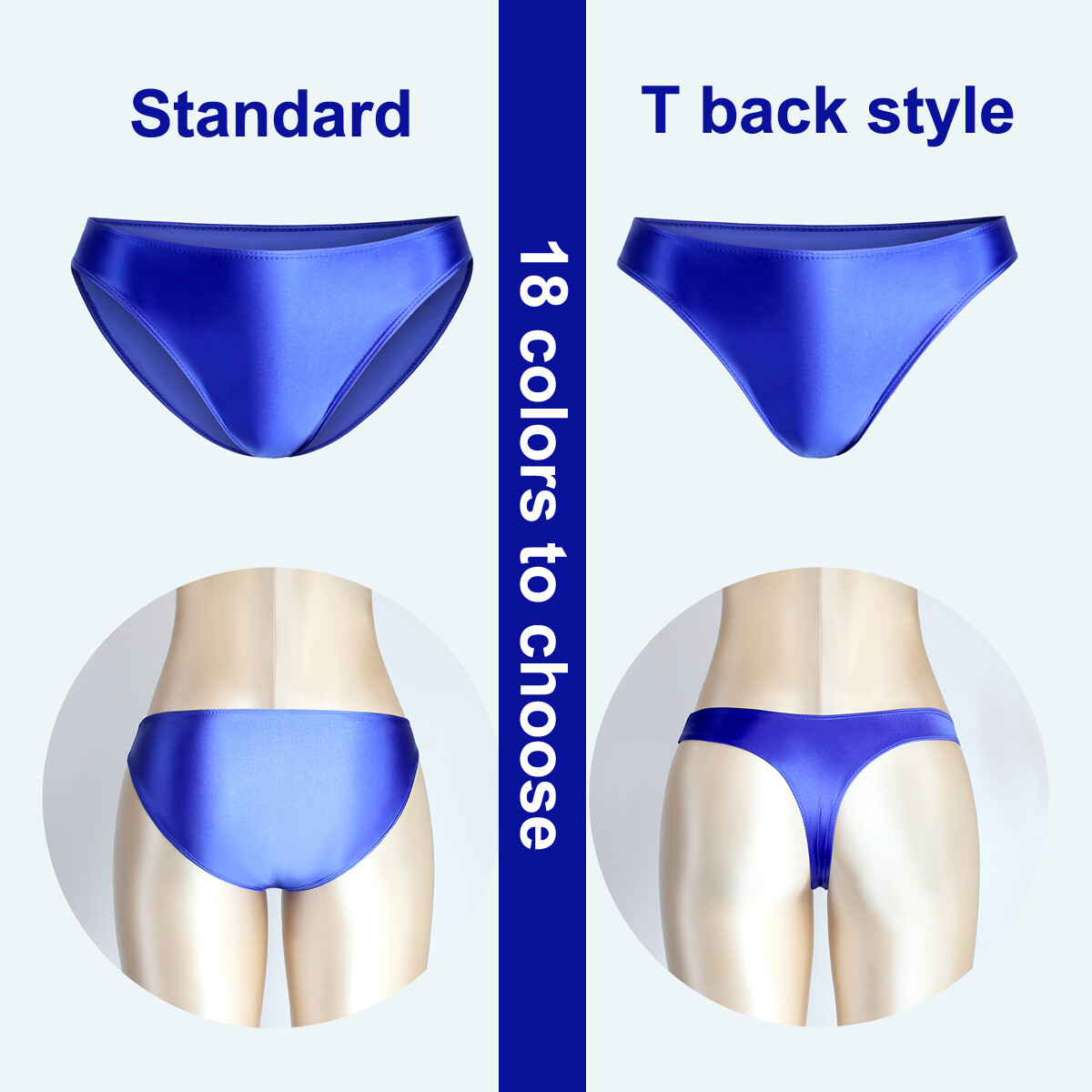 Women Panties Shiny Satin Briefs Knickers Opaque Gym Low Waist Shorts Underwear