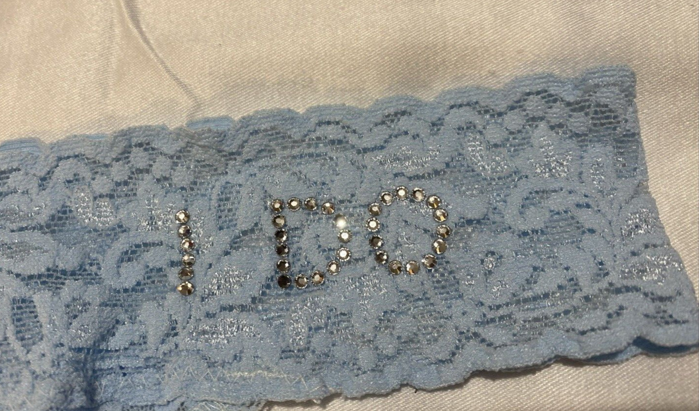 Hanky Panky I Do Bridal Floral Lace Semi Sheer Powder Blue Thong Panty One Size