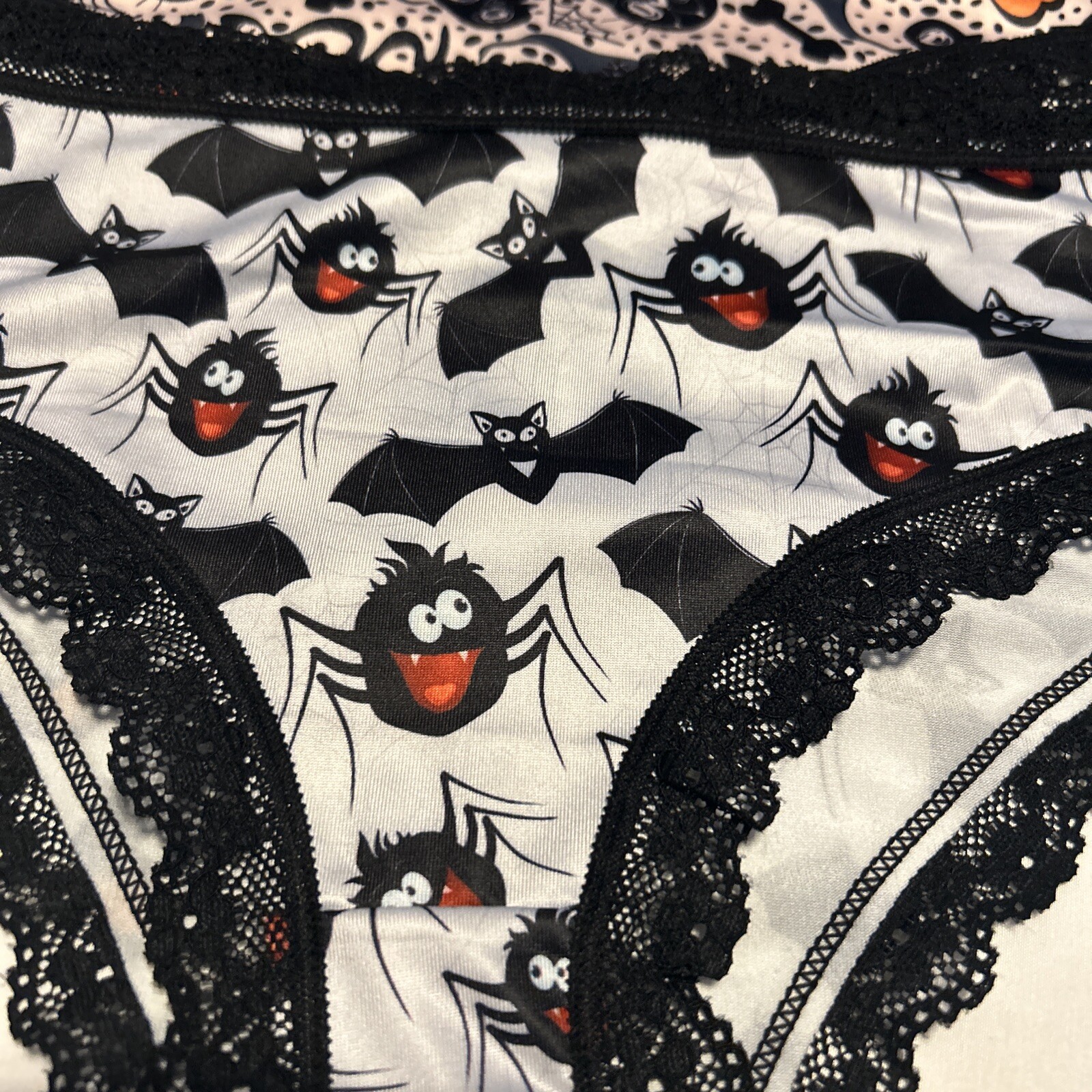 Morvia 3pk lace trim goth Emo Punk panties L skull Pumpkin Bats Spider Lingerie