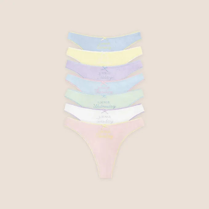Lounge Days of the Week Thongs (7-Pack) In Size M NWT