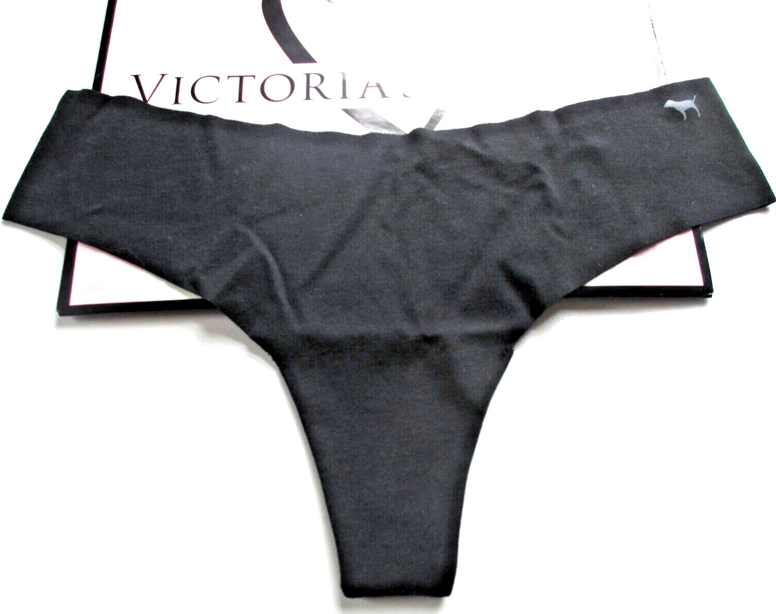 VICTORIA’S SECRET PINK No Show Cotton Thong Panty VS Black S L NWT
