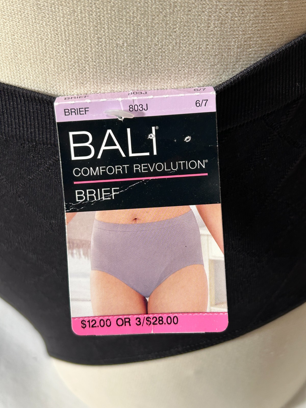 Bali Womens High Waist Underwear 6/7 Comfort Revolution Brief 1 Pair Black 803J