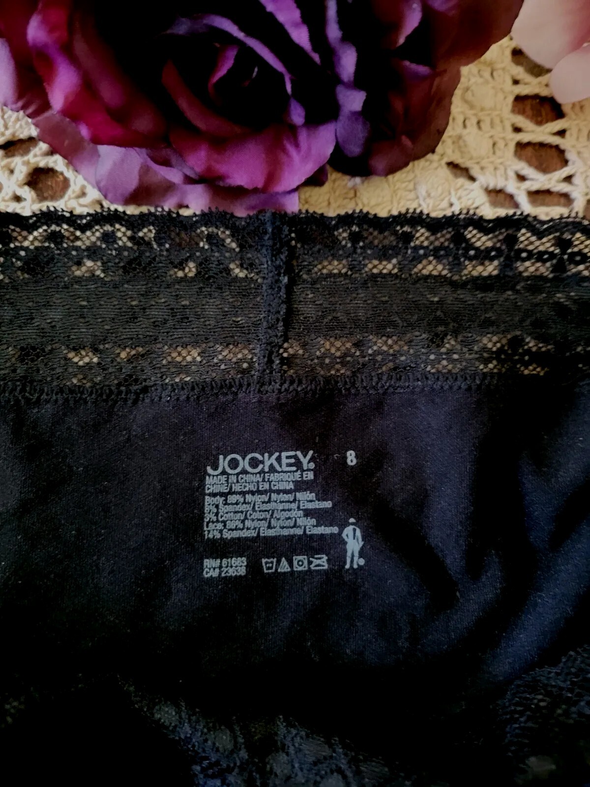 8/XL JOCKEY Microfiber SeamFree SeXy Lace Modern Fit Hipster Panty #2123 ~ Rare