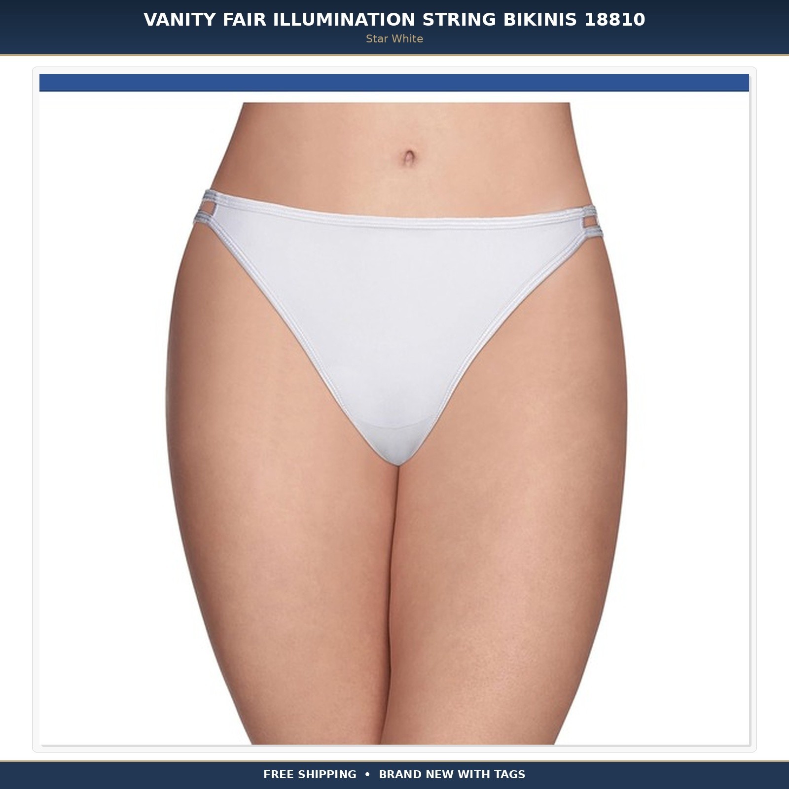 4 Pack Vanity Fair Illumination String Bikini Panty 18810 White Sz – 9~10~11