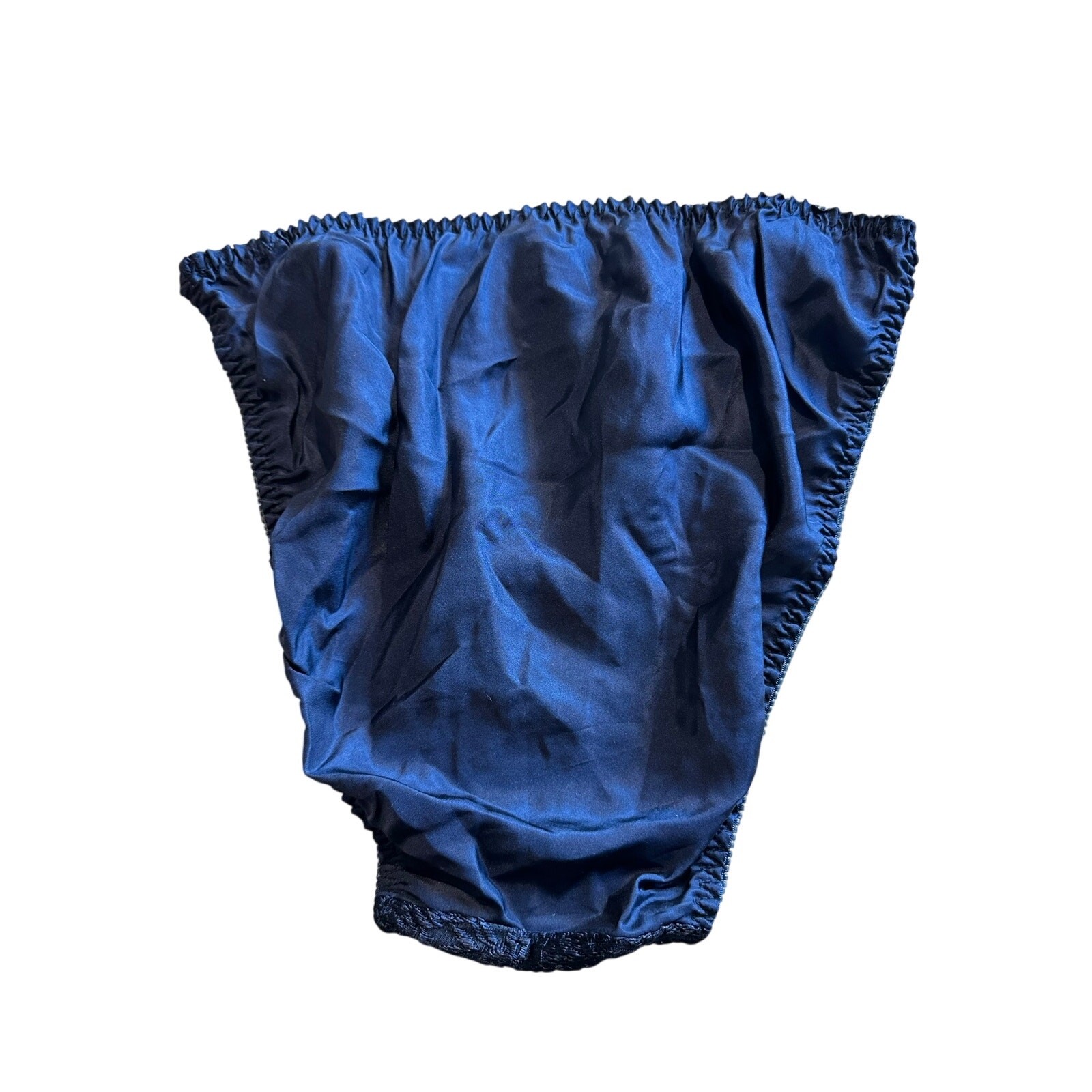 Vintage Fashion Bug Washable 100% Silk Hi Cut String Bikini Panty Navy NEW 9