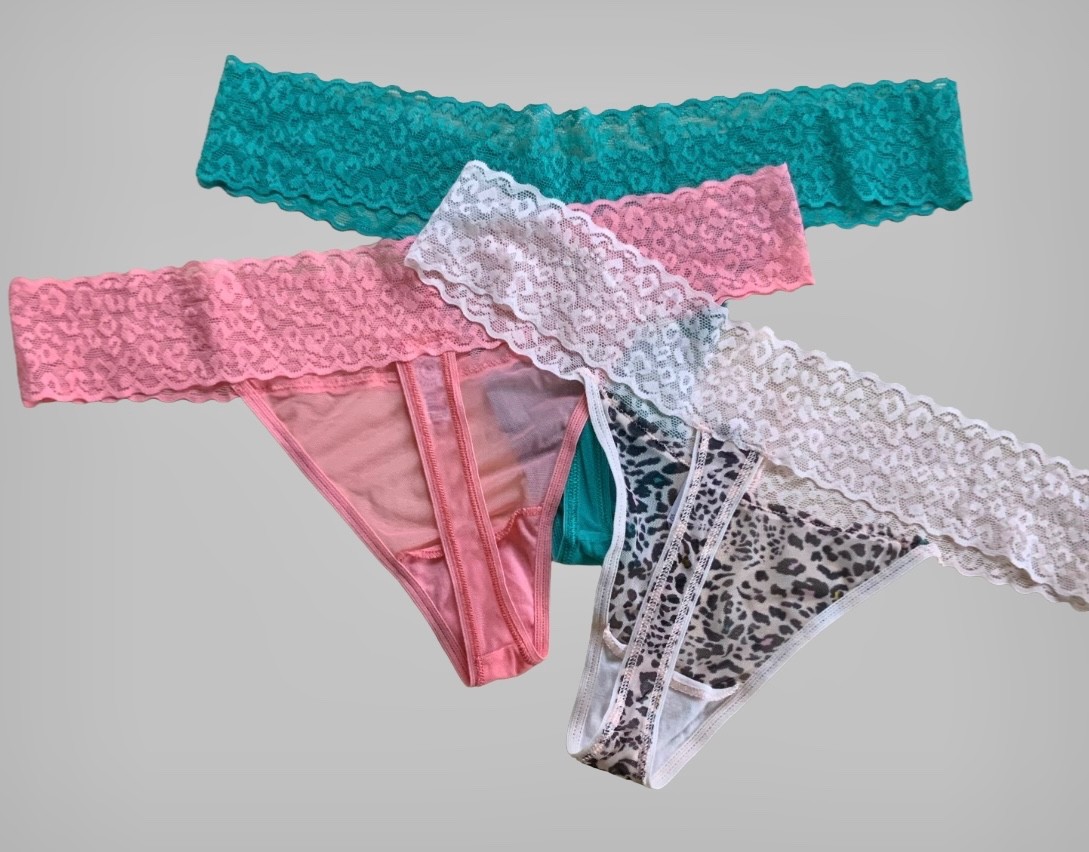 George 3 Pack Multi Print Leopard Lace Mesh Thong UK 12