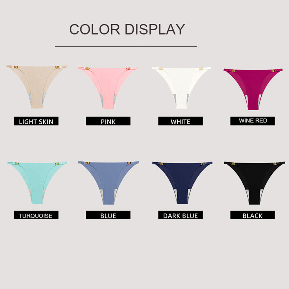 8Pcs Solid Color Seamless Sexy Thongs Women’s Underwear Low Rise Briefs Panties