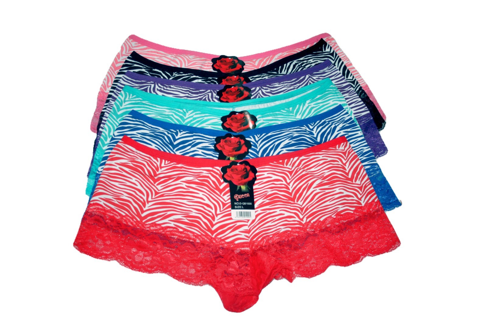 Women’s Wholesale Lot of 6 ,12 ,48 Lace Trim Boy shorts Assorted Colors Large