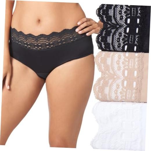 womens Secret Hugs 3 Pack Hipster PantyHipster Small Black/French Toast/White