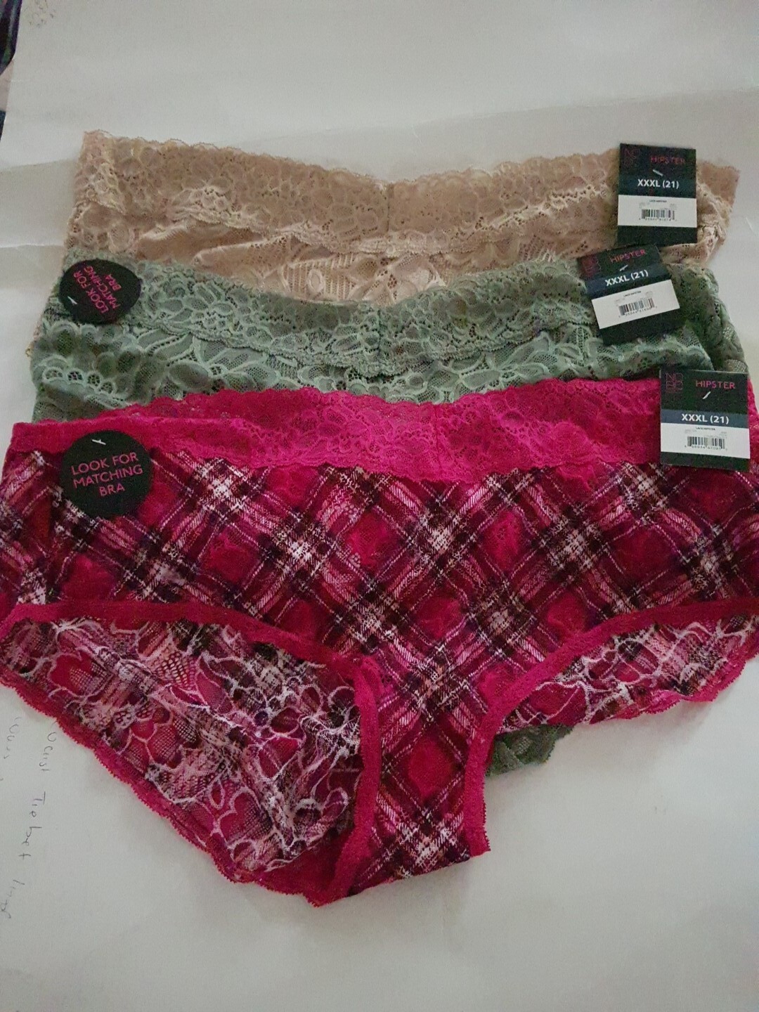 3 NWT|Women’s|No Boundaries|XXL -21 |Tan|Gray| Red| Lace|Hipster|Underwear