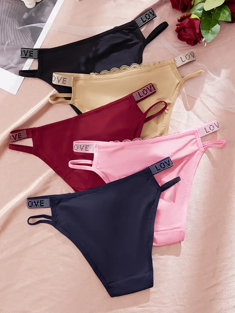 Women’s Sexy Comfortable Underwear with Rhinestone ‘LOVE’ Detail