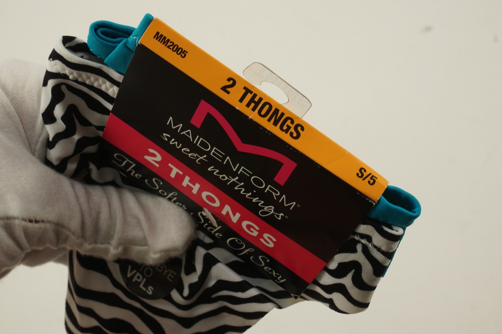 New Maidenform 2 Pack Thongs Small Zebra Striped Blue Lineless Nylon Underwear