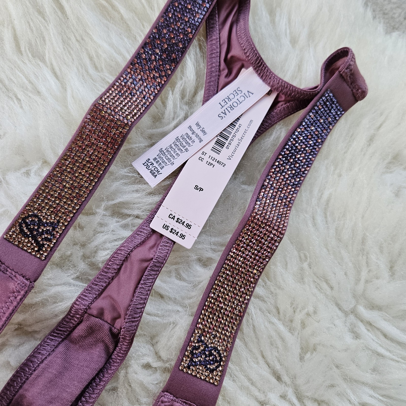 New! Victoria’s Secret ombre shine strap thong panty Small in Purple Vapor