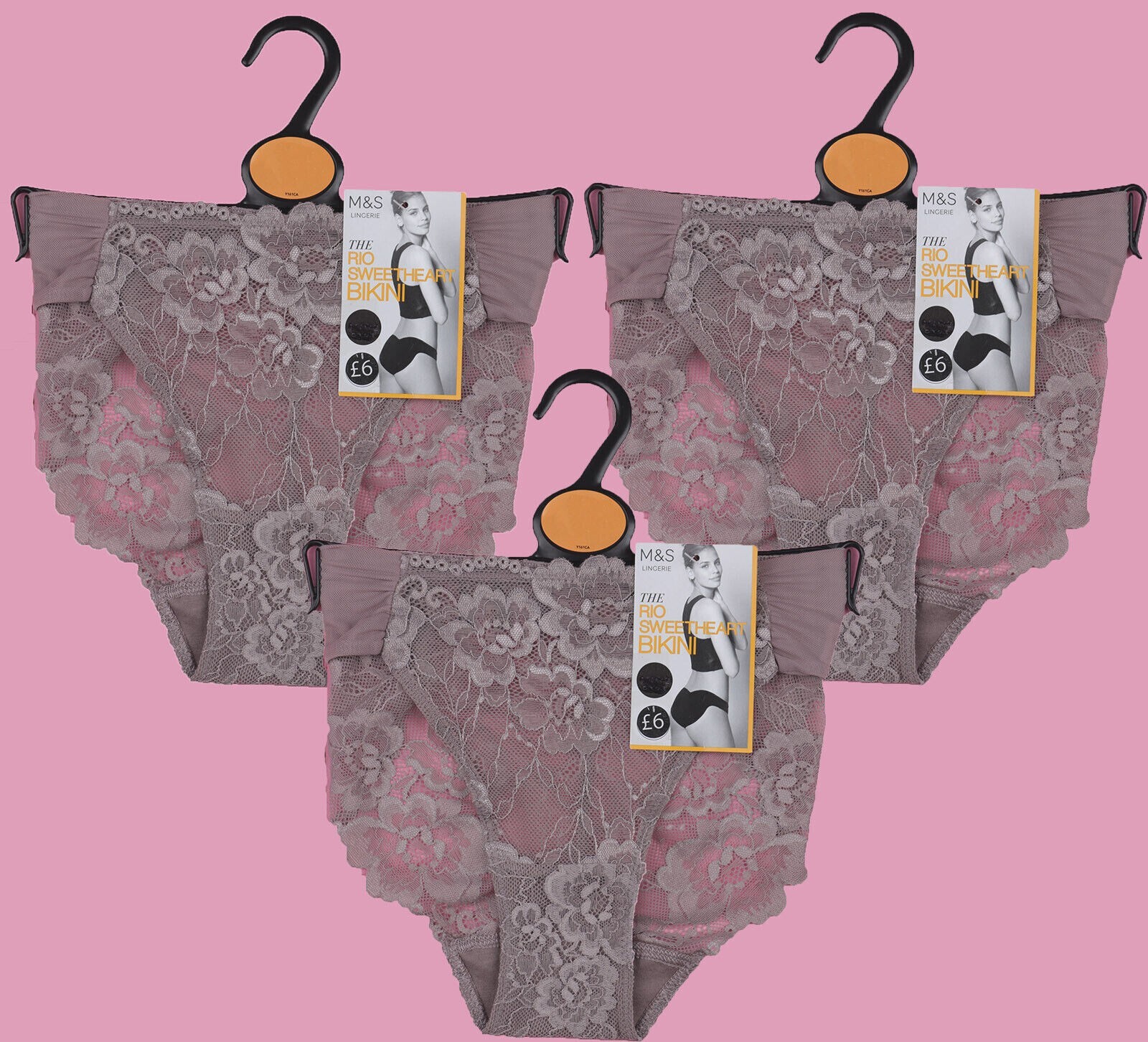 M&S Bikini Knickers Brown Womens Size 10 x3 zz