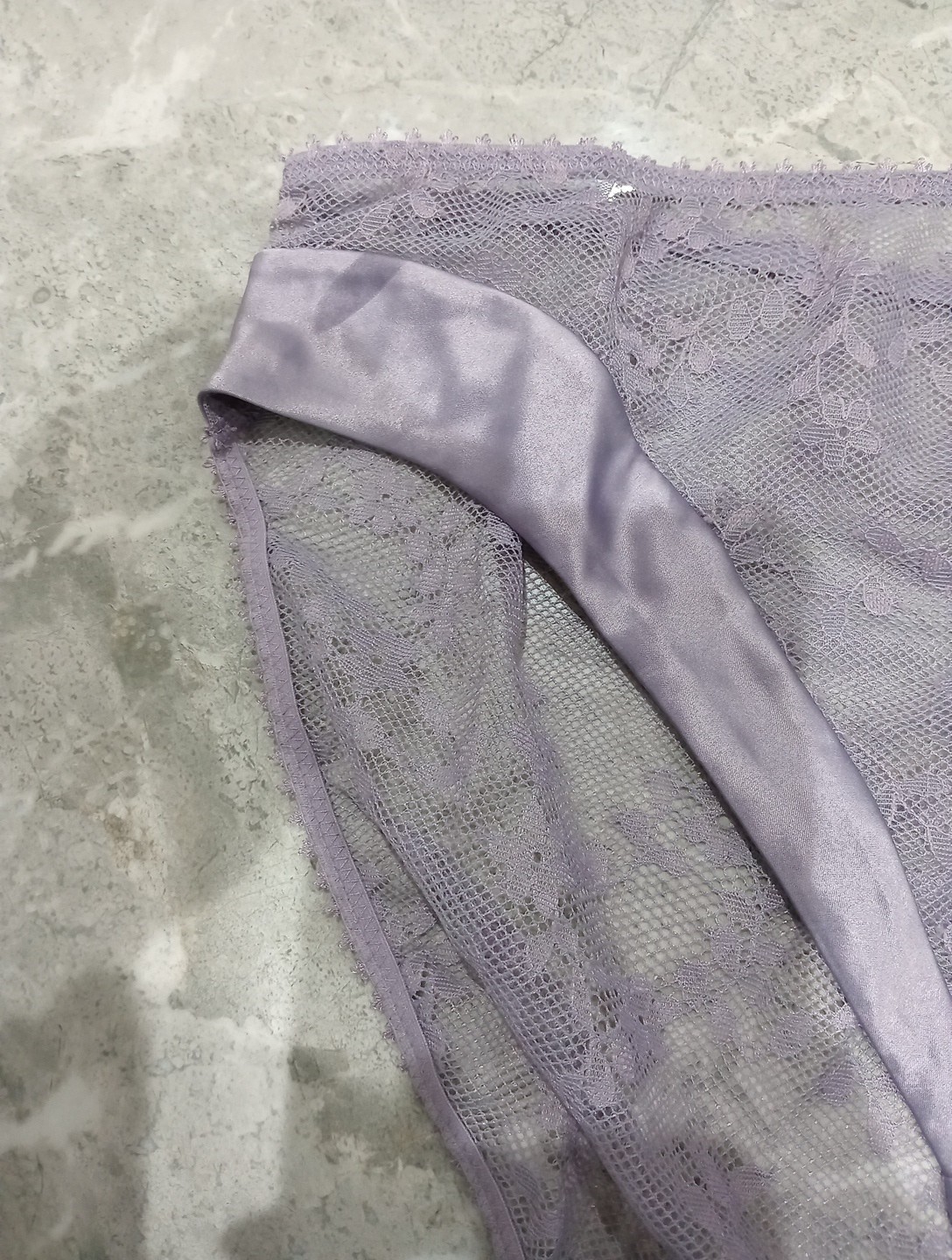 M&S Rosie Rosa French Lace & Satin High Leg Knickers Size 12 VIOLET STORM