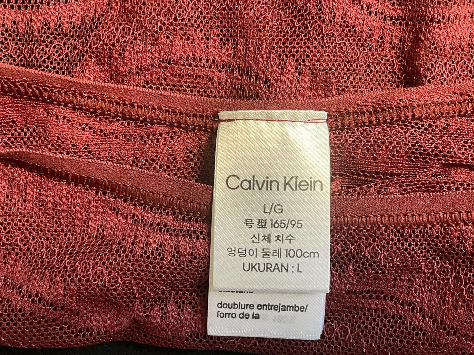 NWT! Calvin Klein SZ L All Over Lace Bikini Red Shade QD3972-602