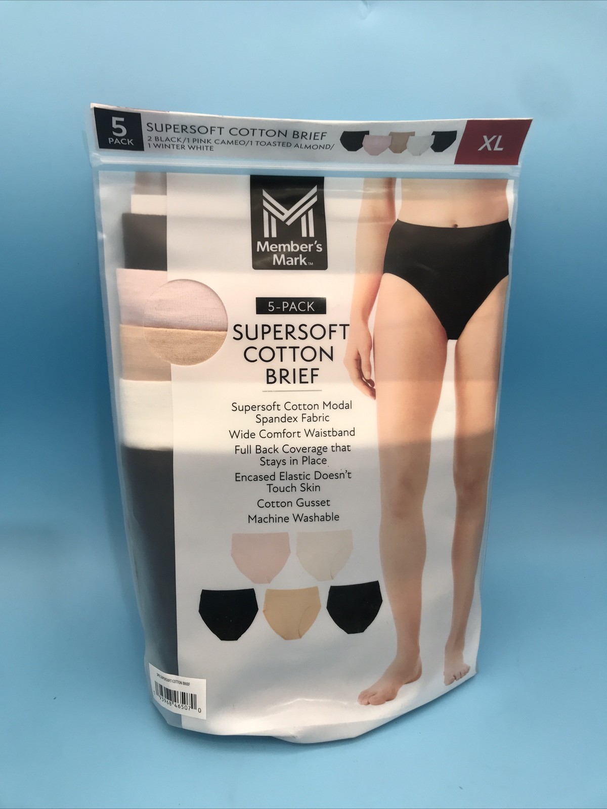Member’s Mark Women’s 5-Pack Supersoft Cotton Brief Size XL Brand New