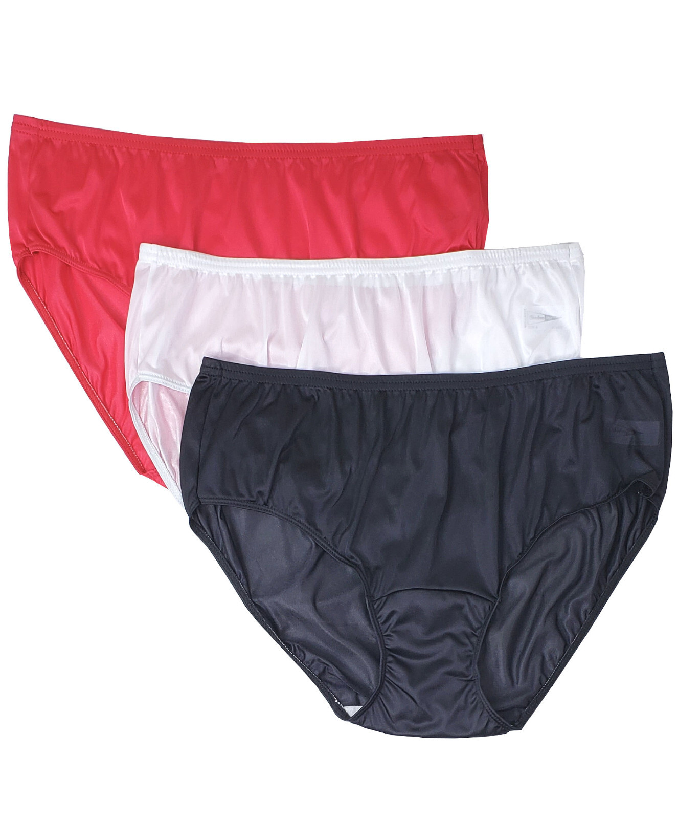 Shadowline Womens Panties White Black Red Hipster Underwear Nylon Silky No Ride