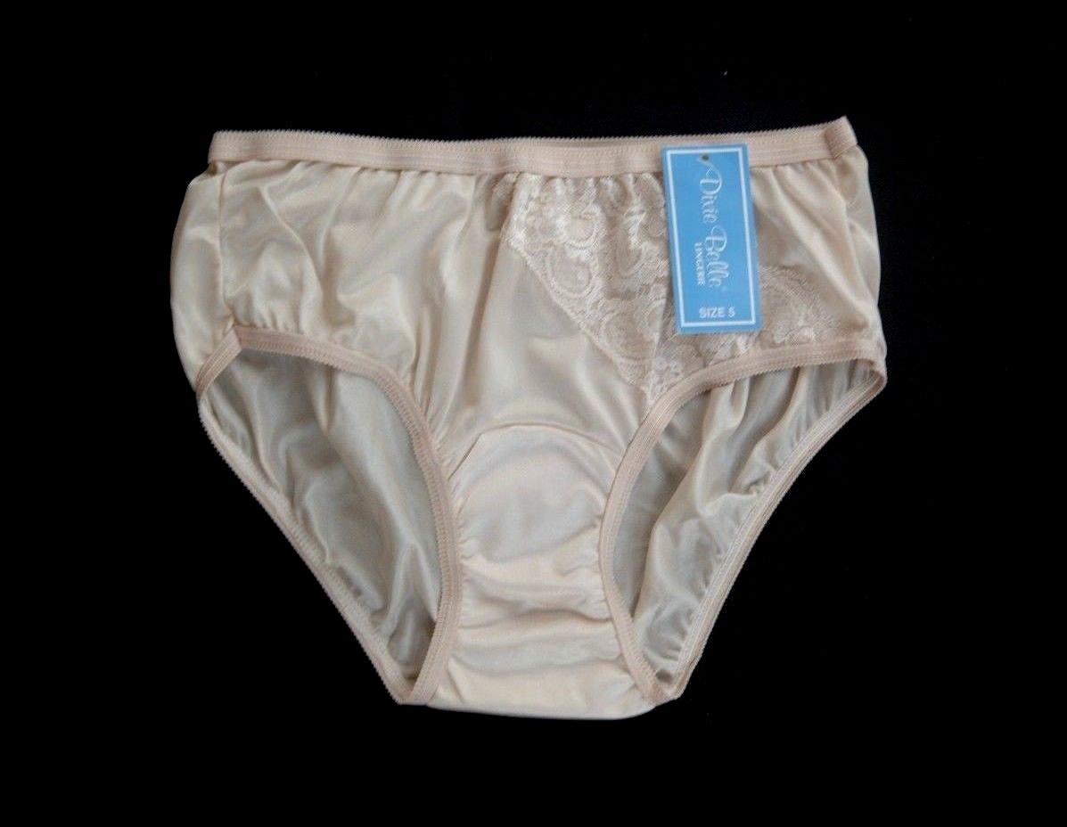 DIXIE BELLE 100% Nylon Lace Embroidery Beige Hipster Brief Size 6/Medium