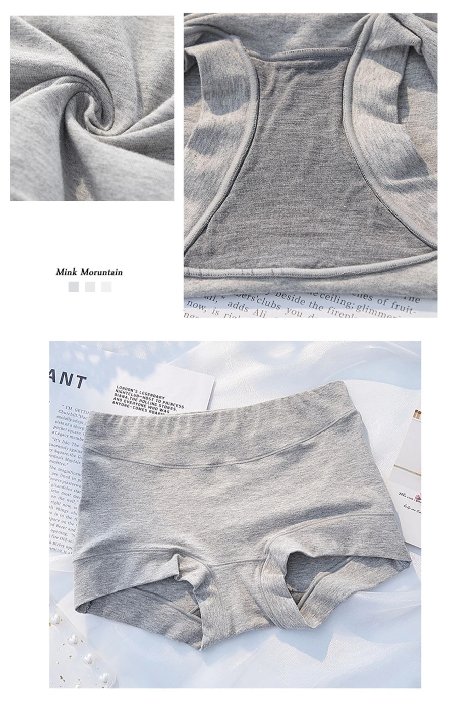 Mid Waist Cotton Panties Seamless Boyshort Solid Color Soft Underwear M-XXL