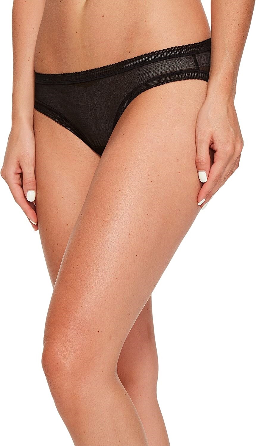 OnGossamer 238140 Womens Cotton Mesh Bikini Panty Underwear Black Size Small