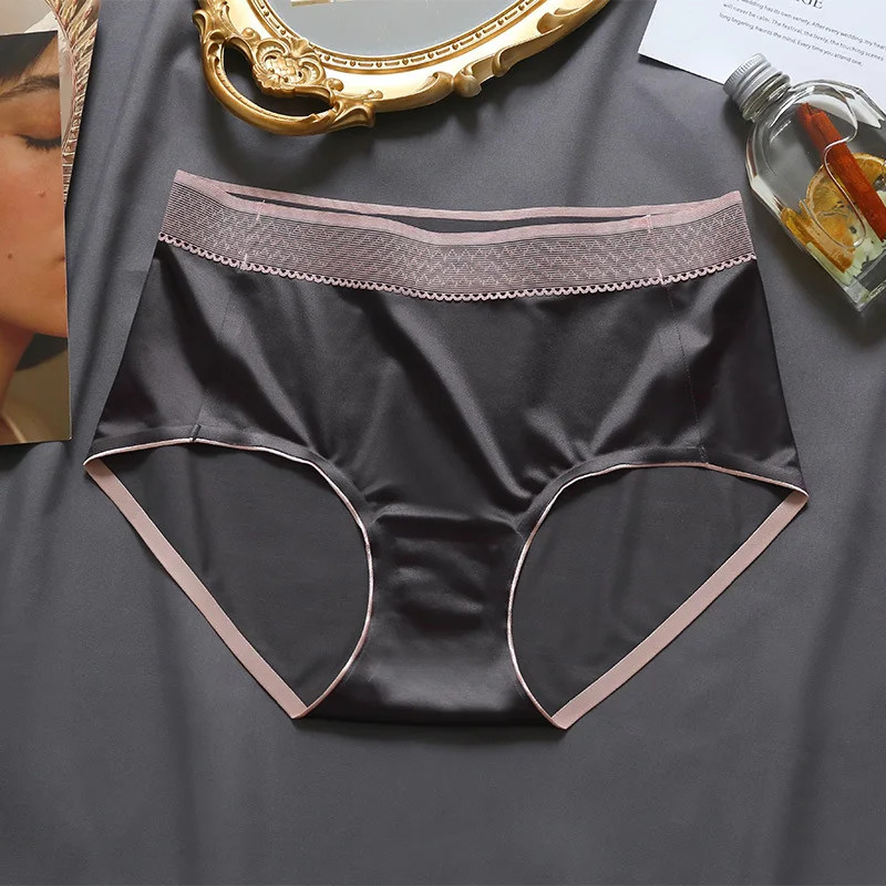 Seamless Briefs Mid Rise Satin Feel Smooth Breathable Panties Women Soft