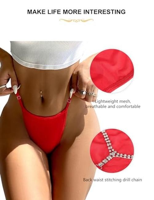 G String Thongs for Women T-back Tangas Low Rise X-Large-XX-Large 1- Red