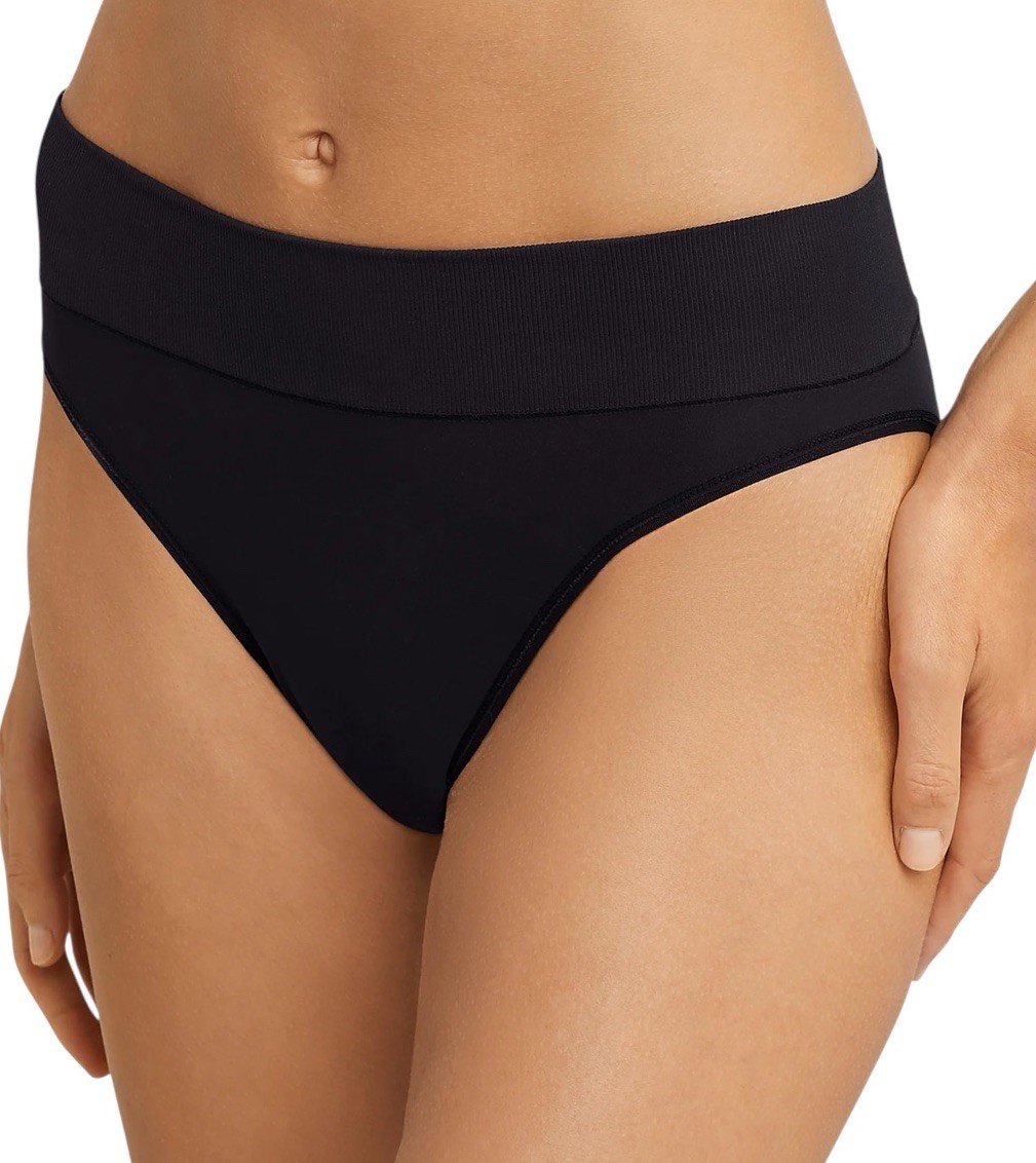 MAIDENFORM Women’s Size XL / 8 BLACK High-Leg Bikini Panty Seamless DM2317 Nylon